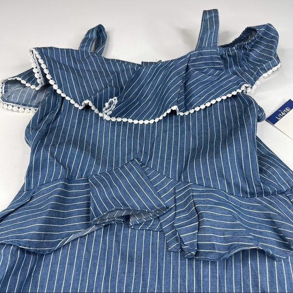 BCBGirls Dress Sleeveless Ruffle Striped Blue Summer Spring Dressy Cute New - Picture 6 of 16